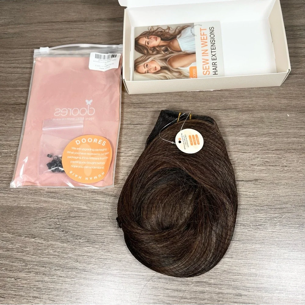 Dark Brown Chestnut Brown Human Hair Butterfly Weft 20 Inch Hair Extensions